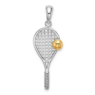Tennis Racquet 14K Ball Pendant Sterling Silver Polished QC10873G, MPN: QC10873G, 637218155989