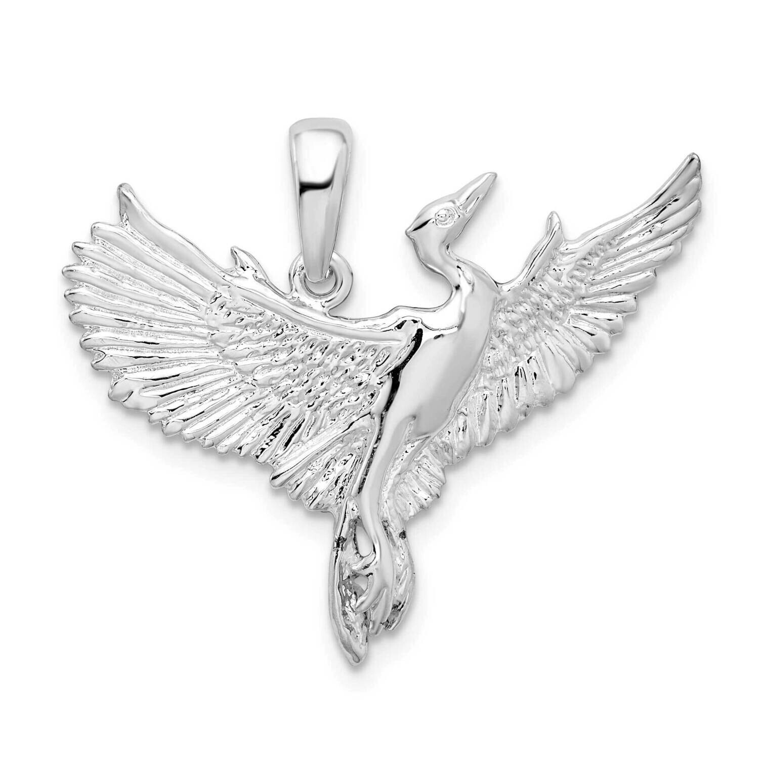 Egret Bird Pendant Sterling Silver Polished QC10106