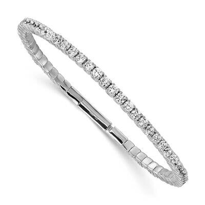 Sterling Shimmer 56 Stone CZ Flexible Bangle Bracelet Sterling Silver Rhodium-Plated QB1363, MPN: Q…