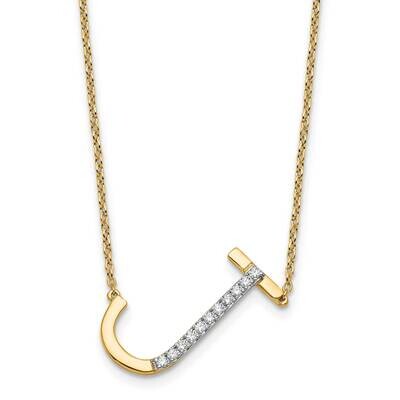 Sideways Diamond Initial J Necklace 14k Gold PM9844J-013-YA, MPN: PM9844J-013-YA,