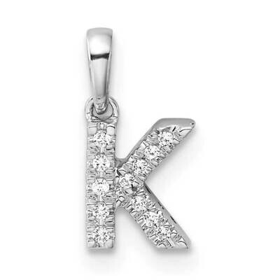 Diamond Letter K Initial Bail Pendant 14k White Gold PM9797K-005-WA, MPN: PM9797K-005-WA,