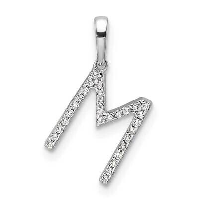 Diamond Letter M Initial Pendant 14k White Gold PM9798M-009-WA, MPN: PM9798M-009-WA,