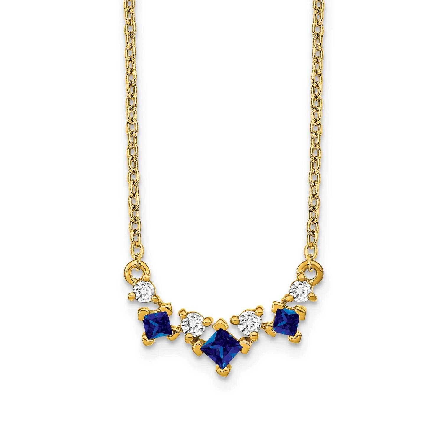 Sapphire Diamond 18 Inch Necklace 14k Gold PM7178-SA-012-YA, MPN: PM7178-SA-012-YA, 883957763316