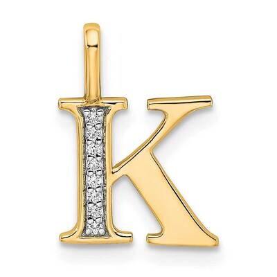 Diamond Letter K Initial Pendant 14k Gold PM8365K-003-YA, MPN: PM8365K-003-YA,