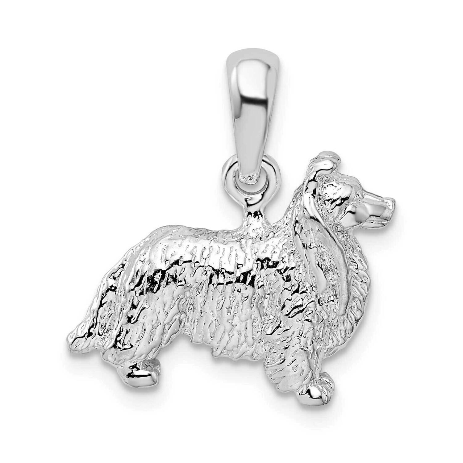 Textured 3D ShetlSheepdog Pendant Sterling Silver QC10236, MPN: QC10236, 637218170562