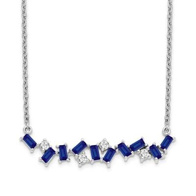 Sapphire Diamond 18 In. Bar Necklace 14k White Gold PM7180-SA-012-WA, MPN: PM7180-SA-012-WA, 883957…