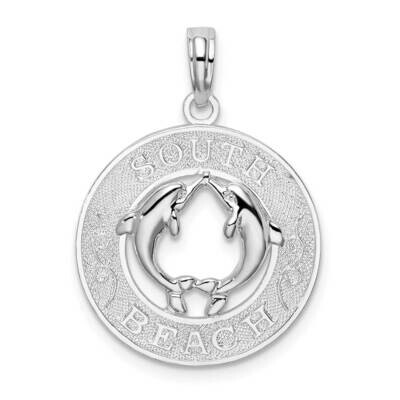 Polish Textured South Beach Dolphin Circle Pendant Sterling Silver QC10062, MPN: QC10062, 637218159…