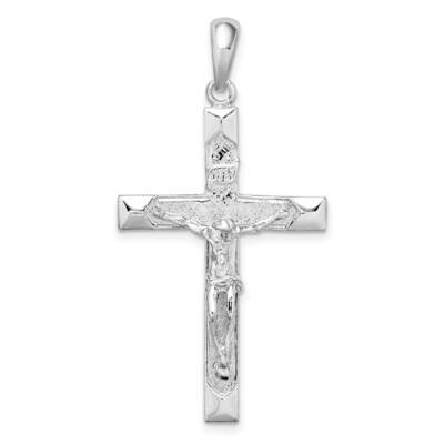 Textured Latin Crucifix Pendant Sterling Silver Polished QC10482, MPN: QC10482, 637218181872