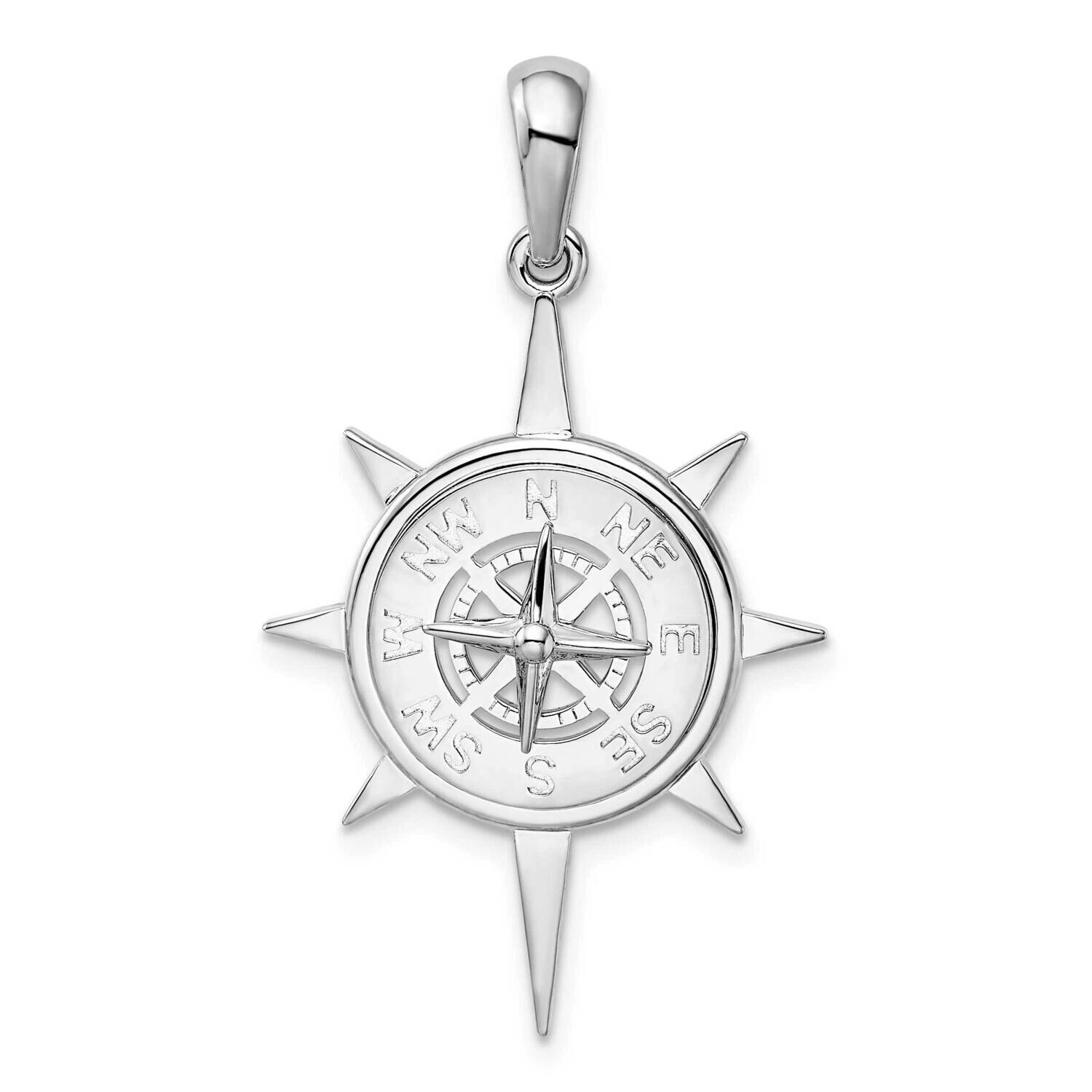Star Frame Compass Pendant Sterling Silver Polished QC10556