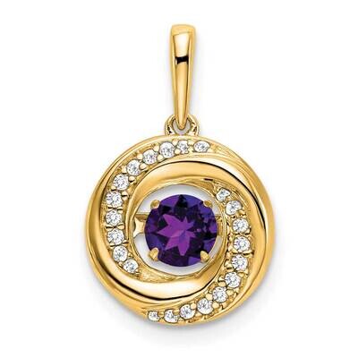 Round Amethyst Diamond Pendant 14k Gold PM7143-AM-011-YA, MPN: PM7143-AM-011-YA,