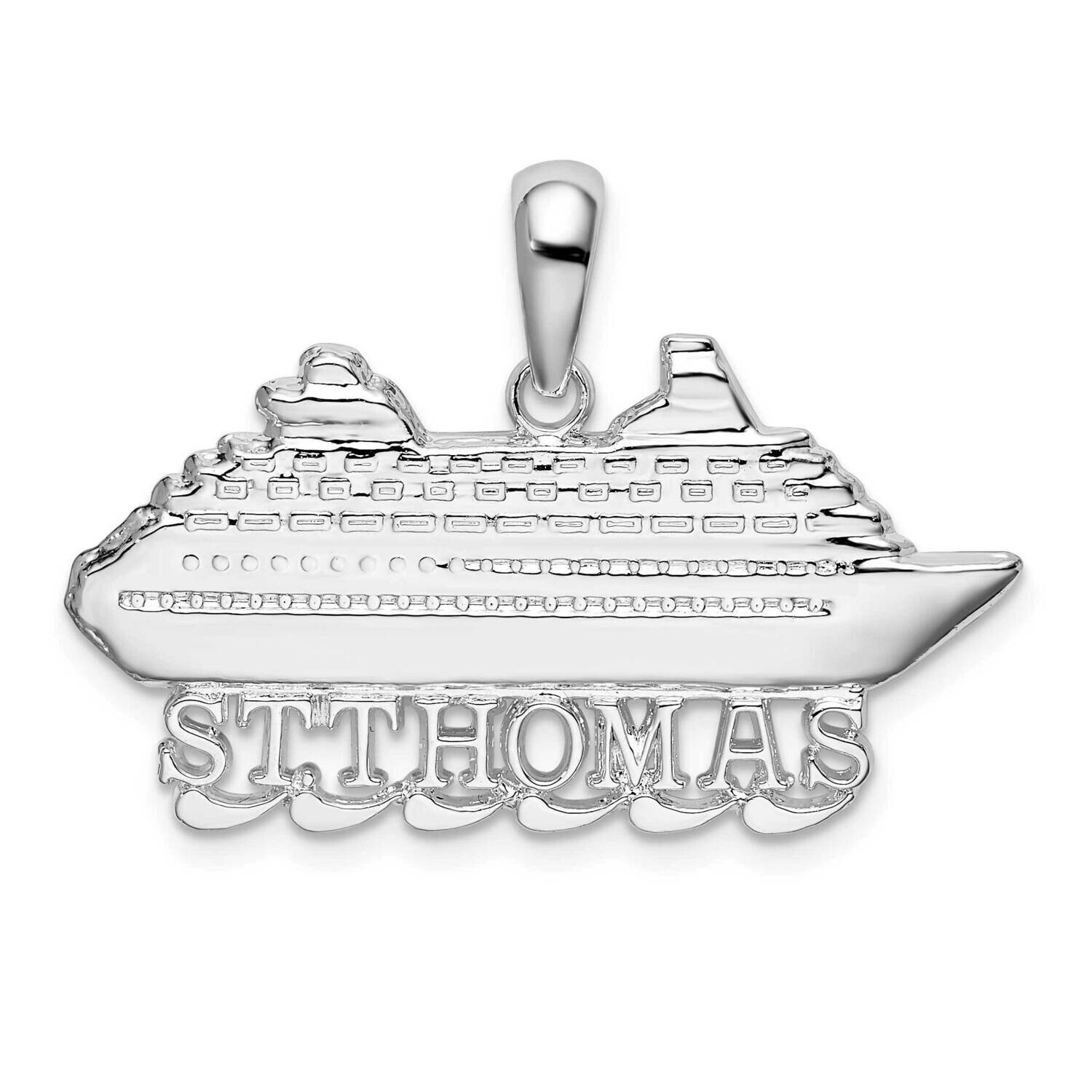 St. Thomas Cruise Ship Pendant Sterling Silver Polished QC10249, MPN: QC10249, 637218170883