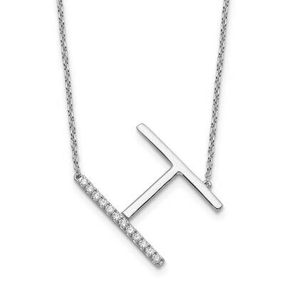 Sideways Diamond Initial H Necklace 14k White Gold PM9844H-014-WA, MPN: PM9844H-014-WA,