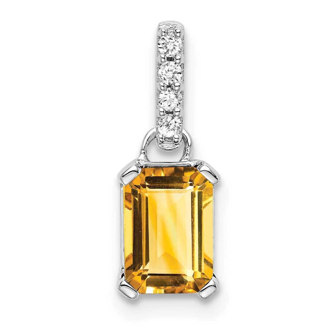 Citrine Diamond Pendant 10k White Gold PM7410-CI-004-1WA