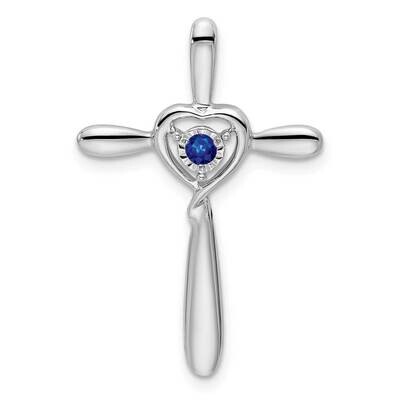 Created Sapphire Cross Heart Chain Slide 10k White Gold PM7408-CSA-1W, MPN: PM7408-CSA-1W,
