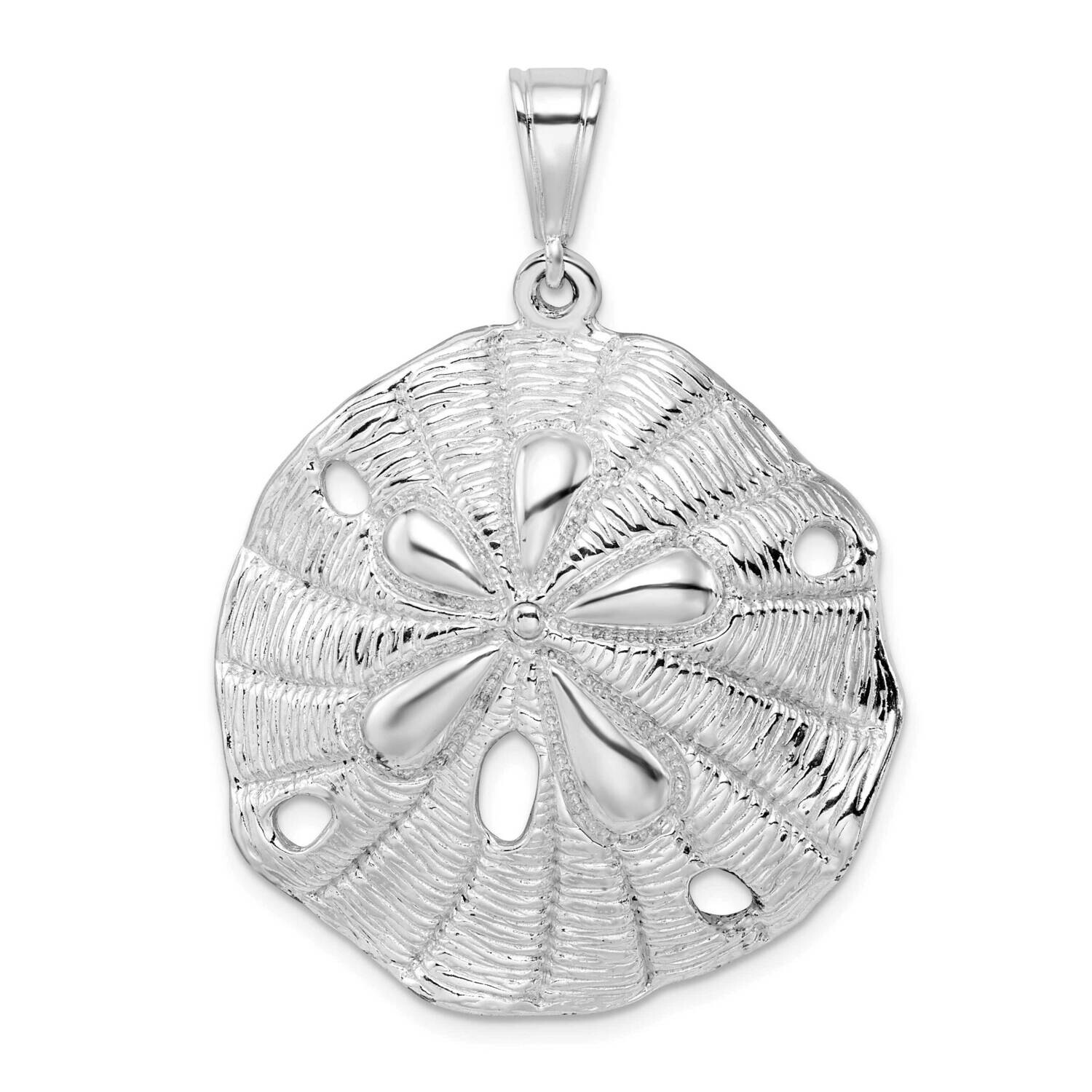 Textured Beveled SDollar Pendant Sterling Silver Polished QC10055