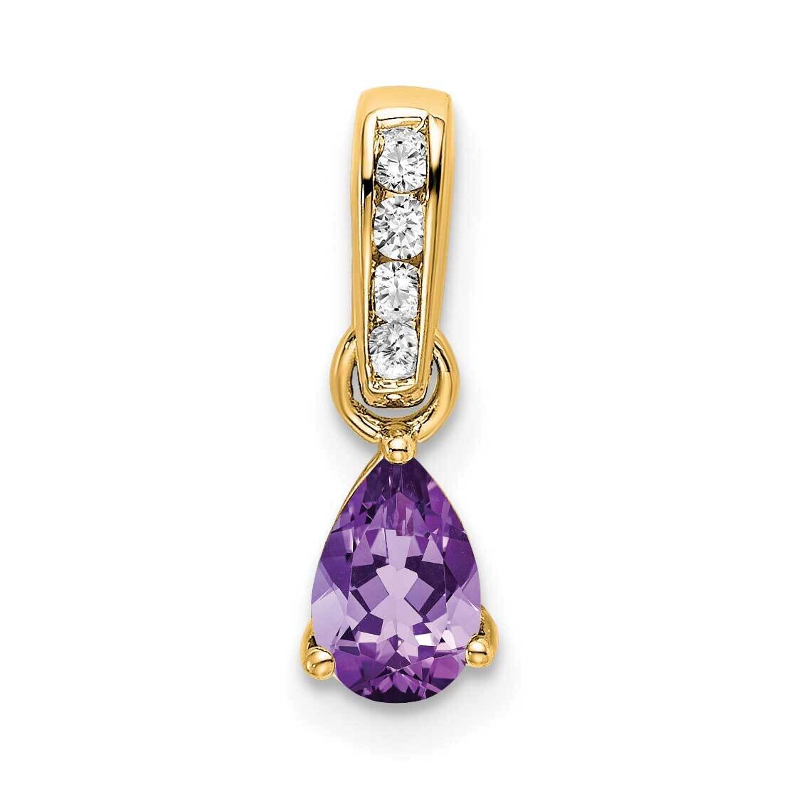 Pear Amethyst Diamond Pendant 14k Gold PM7409-AM-005-YA, MPN: PM7409-AM-005-YA,