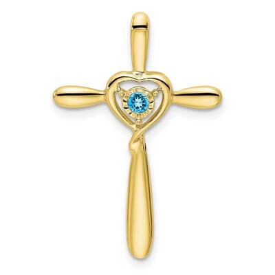 Blue Topaz Cross Heart Chain Slide 10k Gold PM7408-BT-1Y, MPN: PM7408-BT-1Y,
