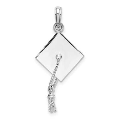 Polish 3D Moveable Tassel Graduation Cap Pendant Sterling Silver QC10057, MPN: QC10057, 637218159154