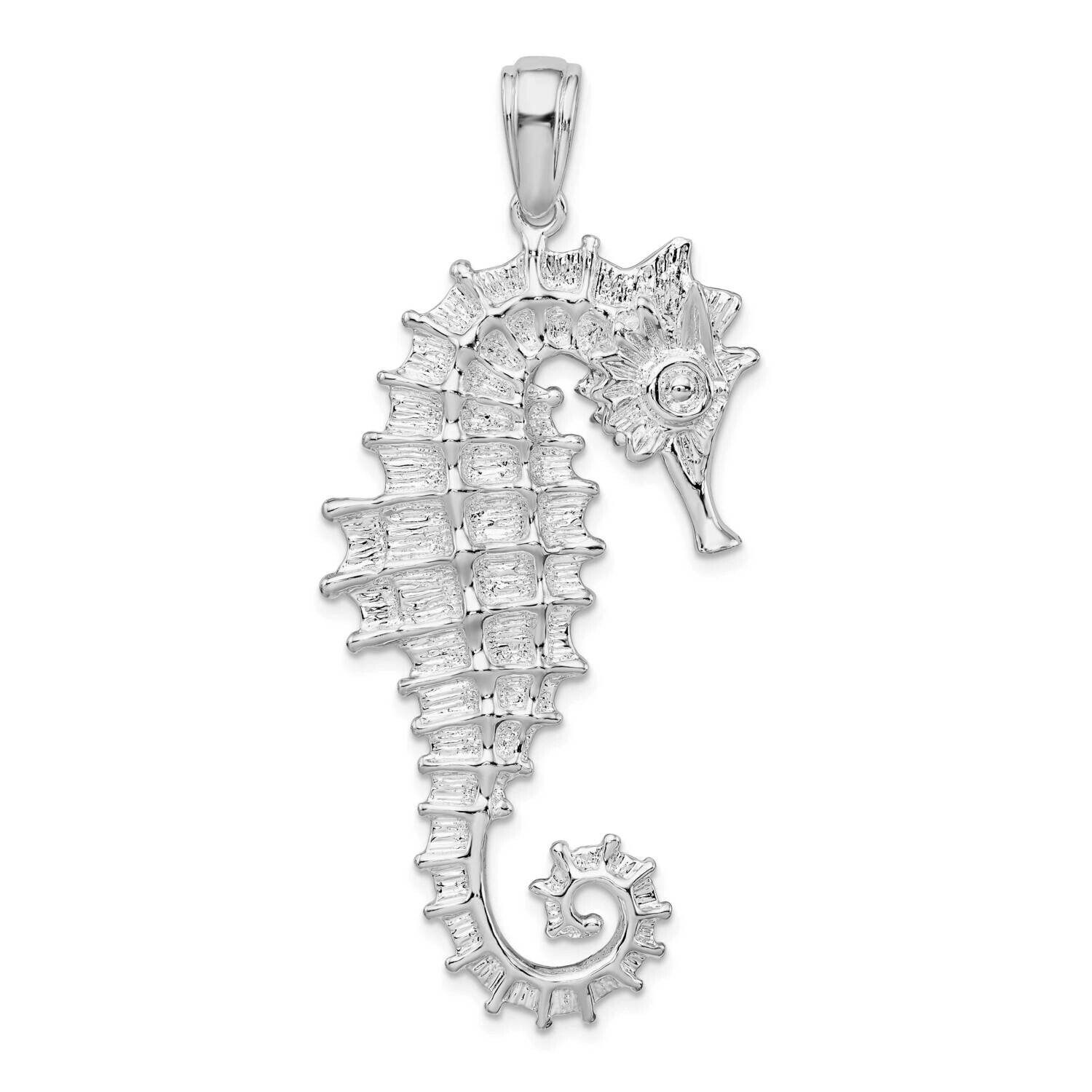 Textured 3D Sea Horse Pendant Sterling Silver Polished QC10095, MPN: QC10095, 637218160549
