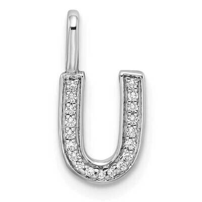Diamond Letter U Initial Pendant 14k White Gold PM8367U-006-WA, MPN: PM8367U-006-WA, 196904069301