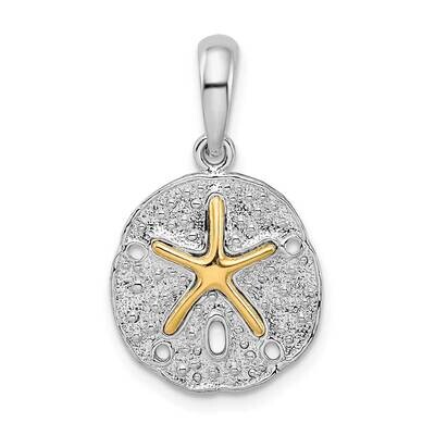 Sterling Silver Textured SDollar Starfish Pendant 14k Gold QC10945G by Men&#39;s Jewelry and Accessorie…