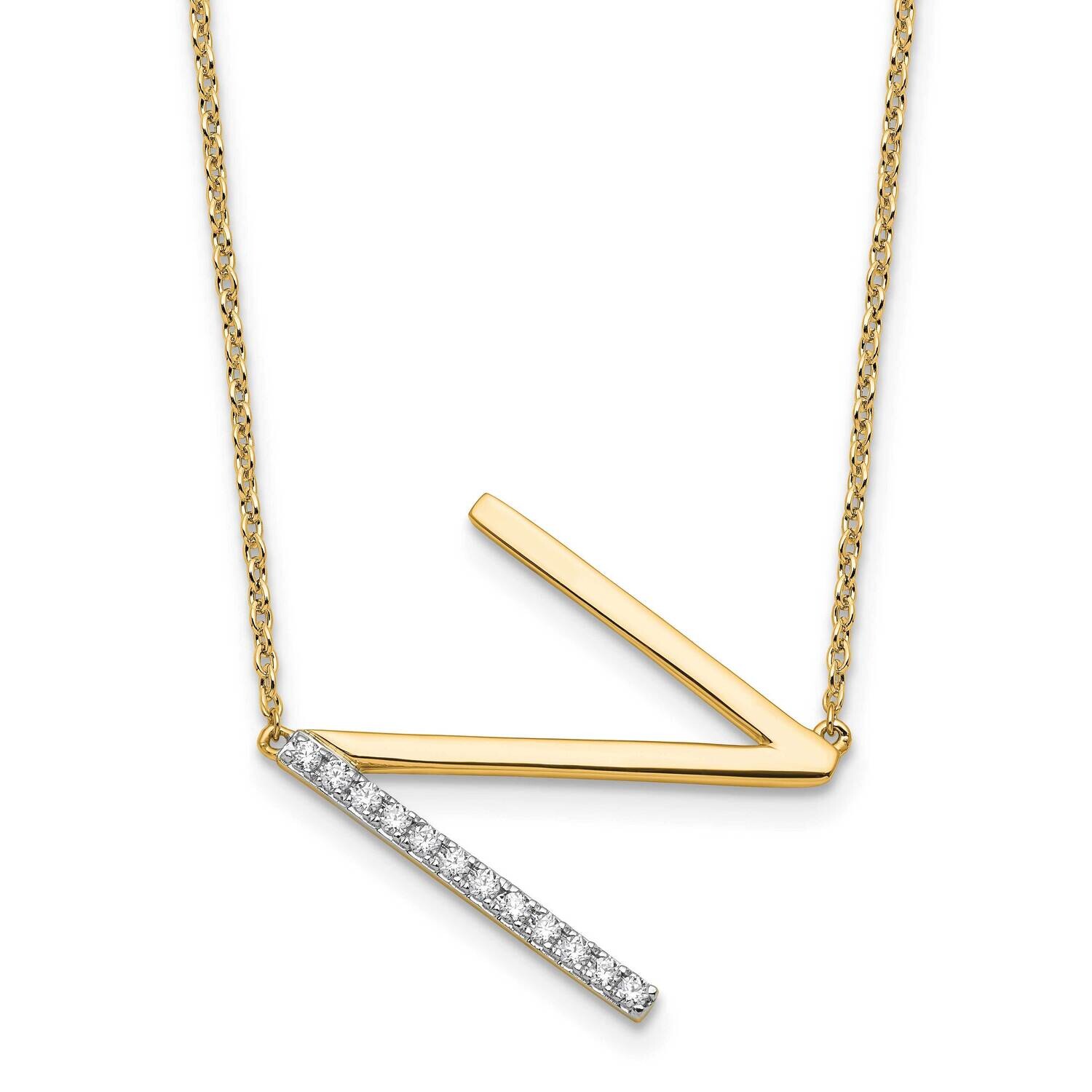 Sideways Diamond Initial N Necklace 14k Gold PM9844N-014-YA, MPN: PM9844N-014-YA,