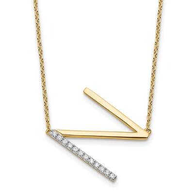 Sideways Diamond Initial N Necklace 14k Gold PM9844N-014-YA, MPN: PM9844N-014-YA,