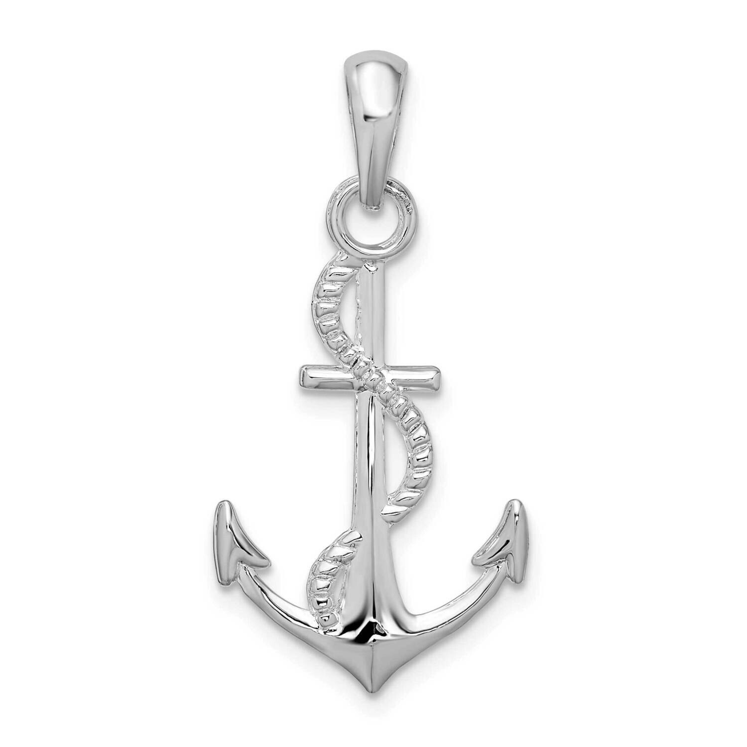 3D Anchor Rope Pendant Sterling Silver Polished QC10247, MPN: QC10247, 637218170814