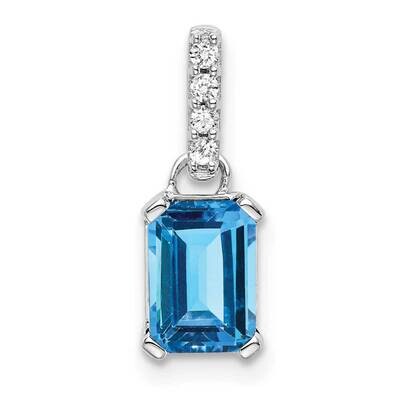 Blue Topaz Diamond Pendant 10k White Gold PM7410-BT-004-1WA, MPN: PM7410-BT-004-1WA,