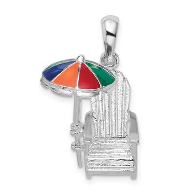 3D Enameled Adirondack Chair Pendant Sterling Silver Polished QC10707, MPN: QC10707, 637218158966