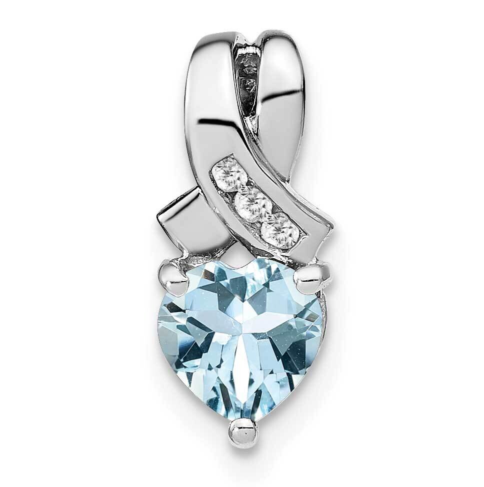 Aquamarine Diamond Pendant Sterling Silver Rhodium-Plated PM7401-AQ-003-SSA