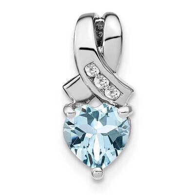 Aquamarine Diamond Pendant Sterling Silver Rhodium-Plated PM7401-AQ-003-SSA, MPN: PM7401-AQ-003-SSA,
