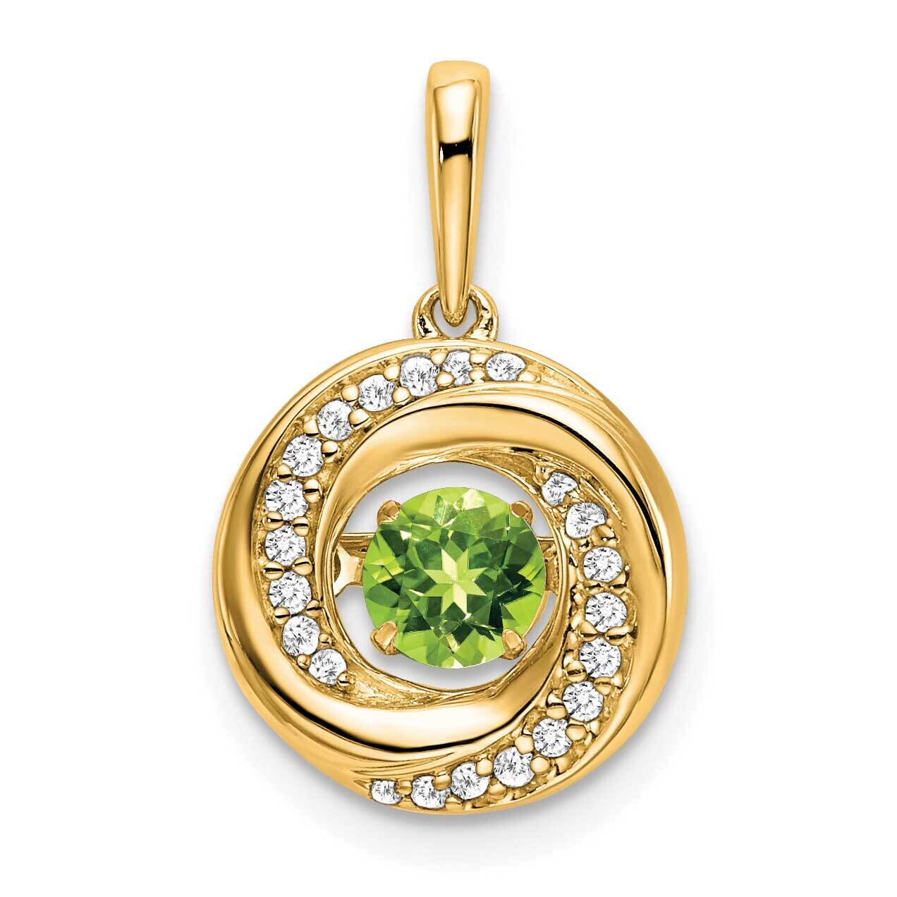 Round Peridot Diamond Pendant 14k Gold PM7143-PE-011-YA, MPN: PM7143-PE-011-YA,