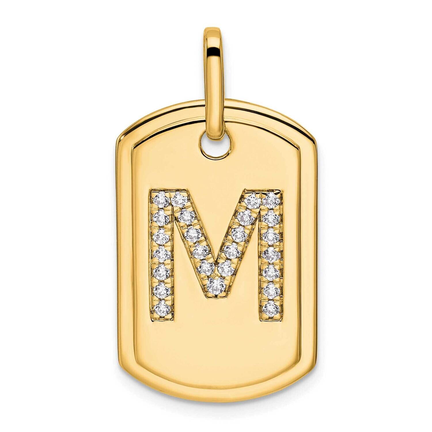 Diamond Initial M Dog Tag Charm 14k Gold PM9842M-031-YA, MPN: PM9842M-031-YA,