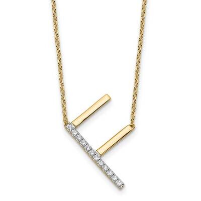 Sideways Diamond Initial F Necklace 14k Gold PM9844F-014-YA, MPN: PM9844F-014-YA,