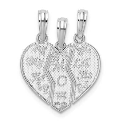 Textured Big Sis Mom Lil Sis Break Apart Pendant Sterling Silver QC10611, MPN: QC10611, 637218188819