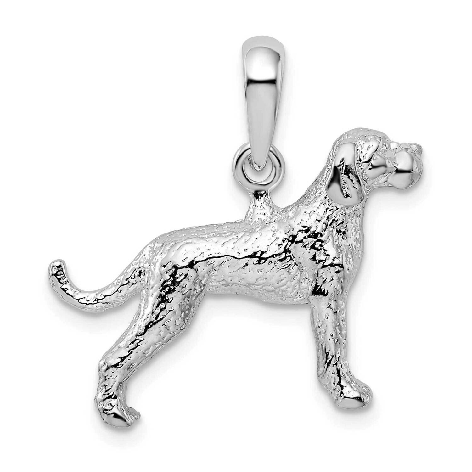 Textured 3D English Pointer Dog Pendant Sterling Silver QC10234