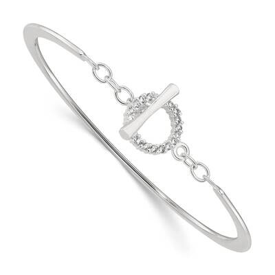 CZ Toggle Clasp Bangle Bracelet Sterling Silver Polished QB1525, MPN: QB1525,