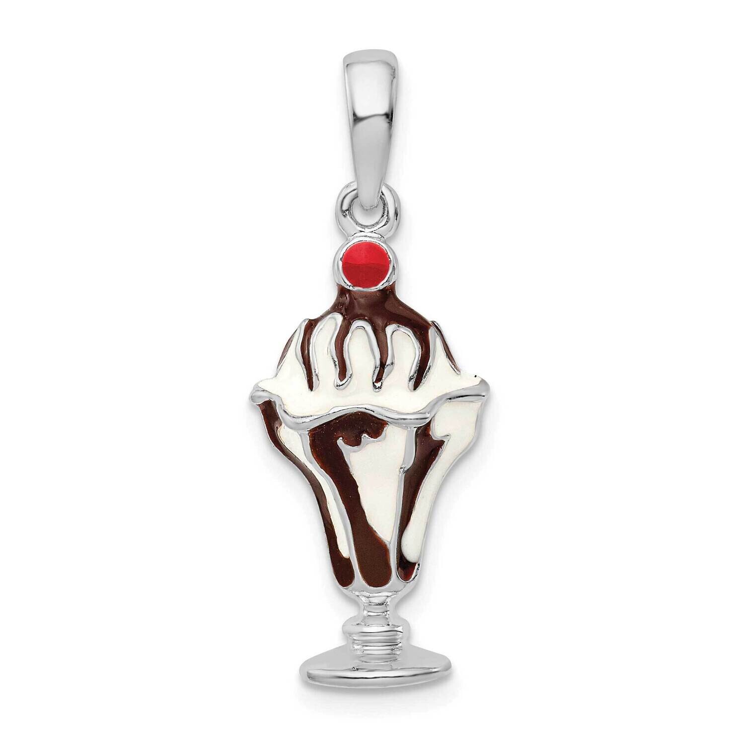 Enameled Chocolate Sundae Pendant Sterling Silver Polished QC10649, MPN: QC10649, 637218144686
