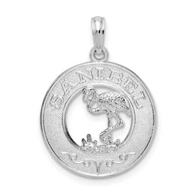 Sanibel Circle Flamingo Pendant Sterling Silver Polished QC10364, MPN: QC10364, 637218174034