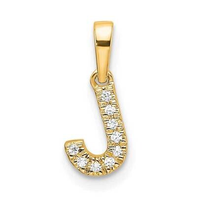 Diamond Letter J Initial Bail Pendant 14k Gold PM9797J-004-YA, MPN: PM9797J-004-YA,
