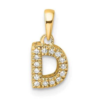 Diamond Letter D Initial Bail Pendant 14k Gold PM9797D-006-YA, MPN: PM9797D-006-YA,