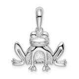 Textured Sitting Frog Pendant Sterling Silver Polished QC10029, MPN: QC10029, 637218156160