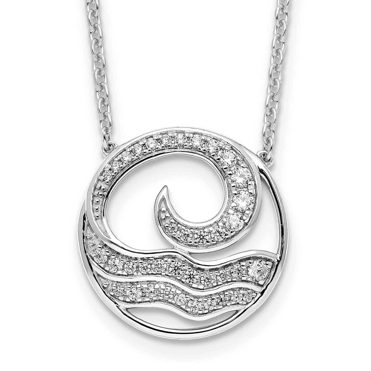Diamond Ocean In Circle Necklace 14k White Gold PM9688-033-WLG-18, MPN: PM9688-033-WLG-18, 88395789…