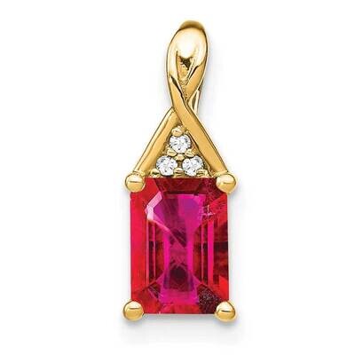 Emerald-Shape Ruby Diamond Pendant 14k Gold PM7187-RU-002-YA, MPN: PM7187-RU-002-YA,