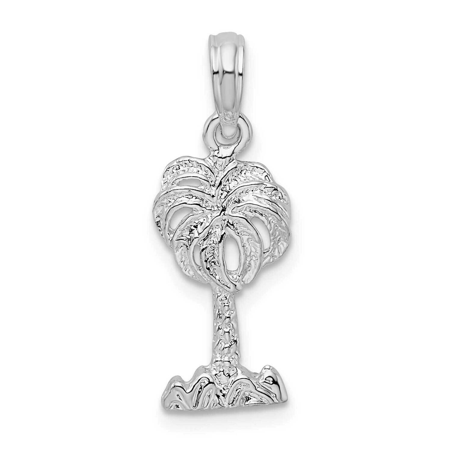 Palm Tree Pendant Sterling Silver Polished QC10117, MPN: QC10117, 637218163786