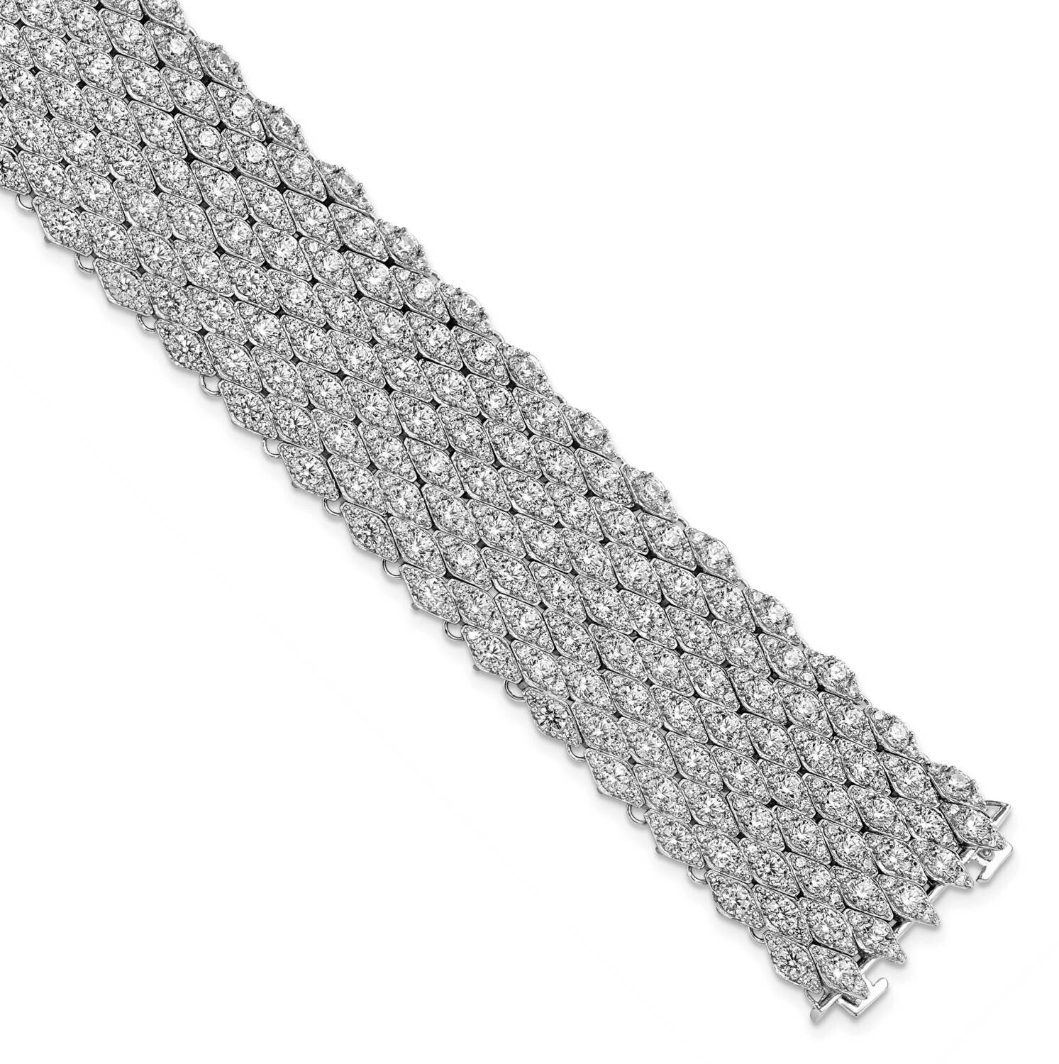 Sterling Shimmer 6.75 Inch 759 Stone CZ Mesh Bracelet Sterling Silver Rhodium-Plated QB1359-6.75, M…