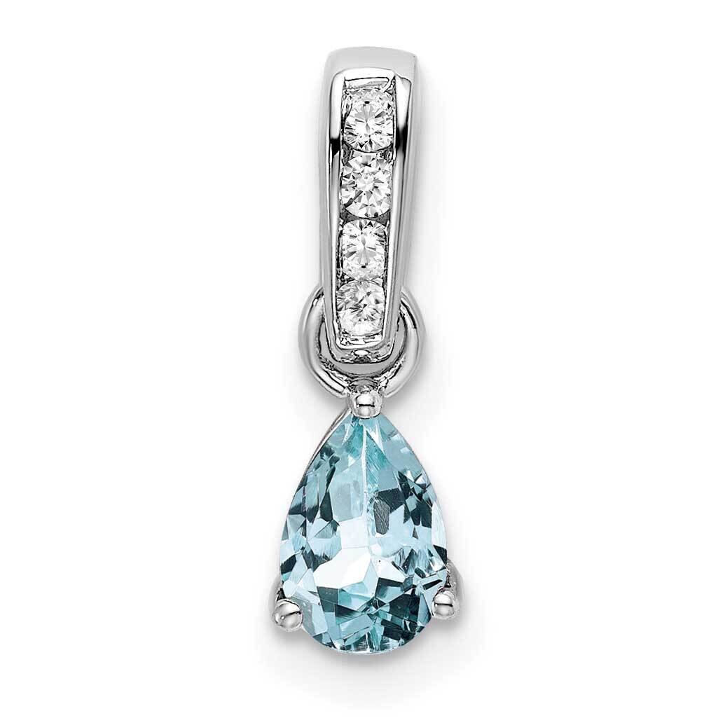 Pear Aquamarine Diamond Pendant 10k White Gold PM7409-AQ-005-1WA, MPN: PM7409-AQ-005-1WA,