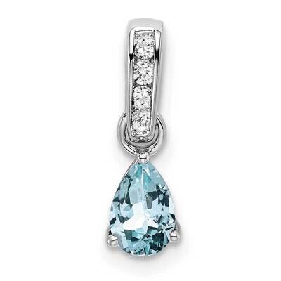 Pear Aquamarine Diamond Pendant 10k White Gold PM7409-AQ-005-1WA, MPN: PM7409-AQ-005-1WA,