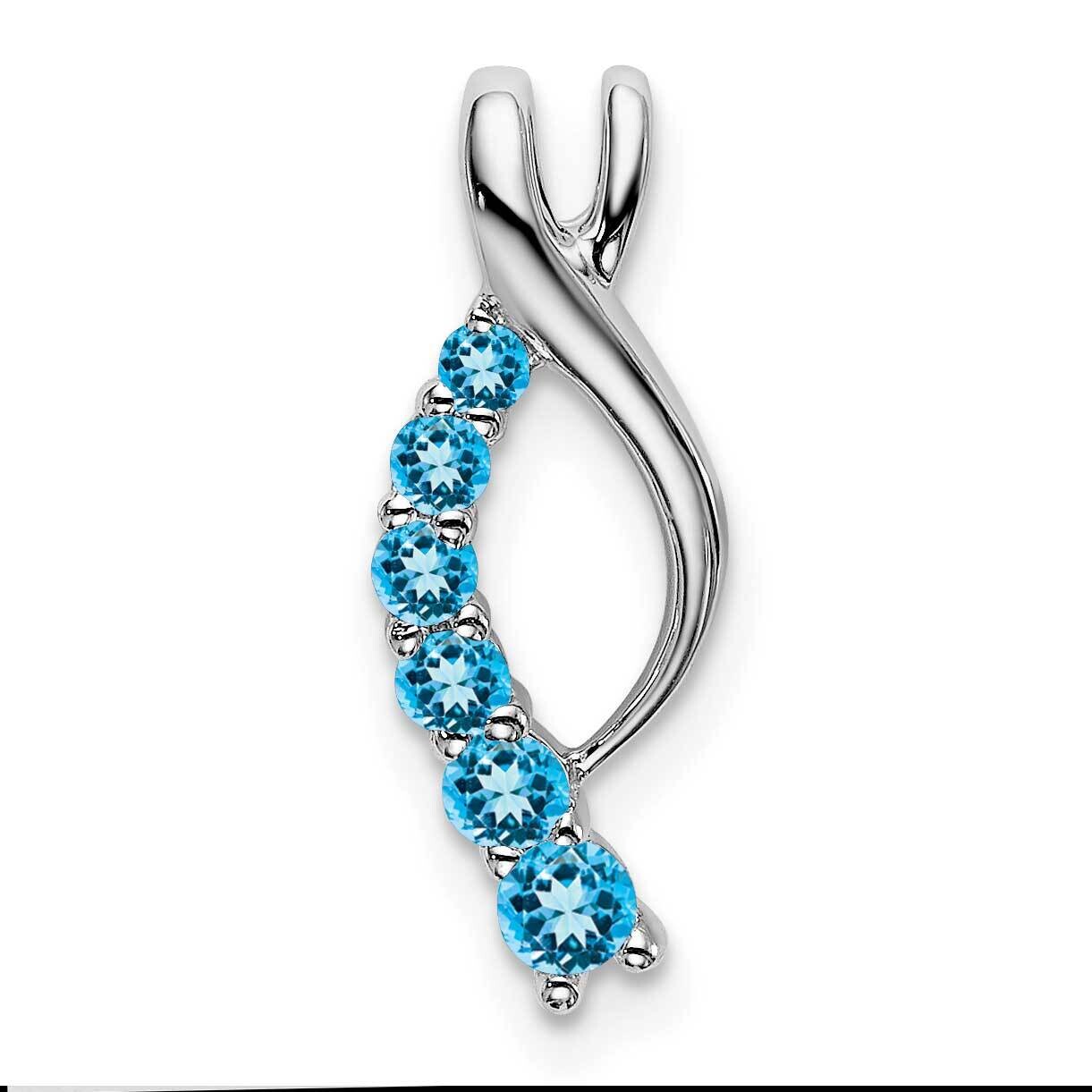 Blue Topaz Journey Chain Slide 14k White Gold PM7144-BT-W, MPN: PM7144-BT-W,